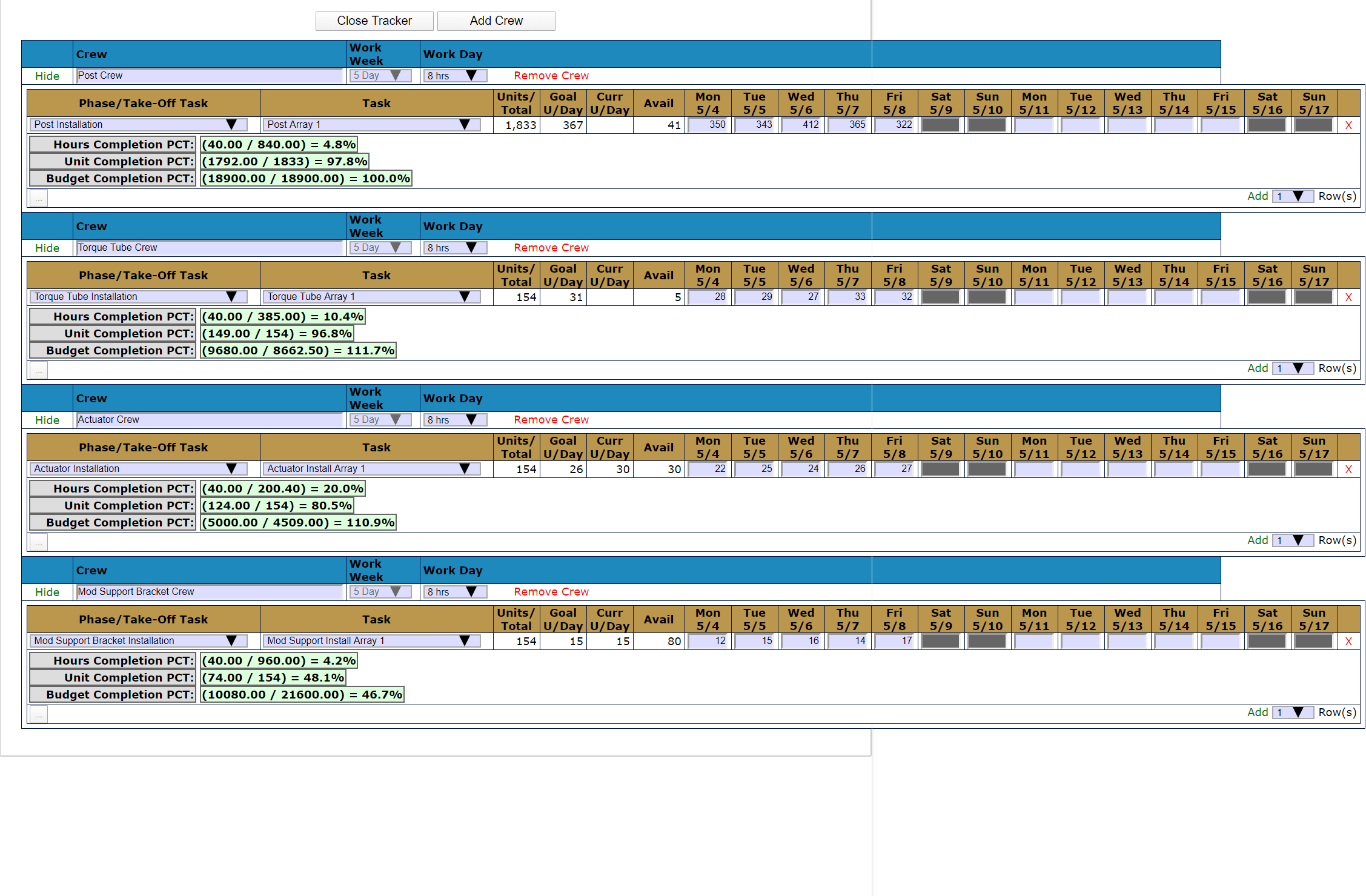 Unit Tracking